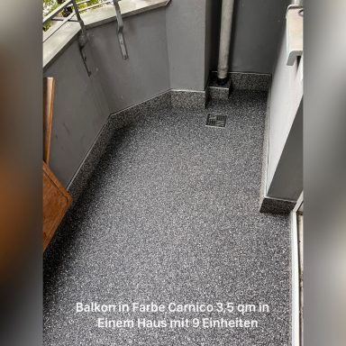 Balkonsanierung von 9 Einheiten in Berlin. Farbe Grigio Carnico- SC-Steinteppiche, Steinteppich Verlegen in Berlin
